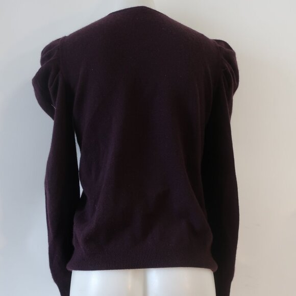 Womens Neiman Marcus Eggplant Puff Sleeve Pure Cashmere Sweater M - Picture 8 of 13